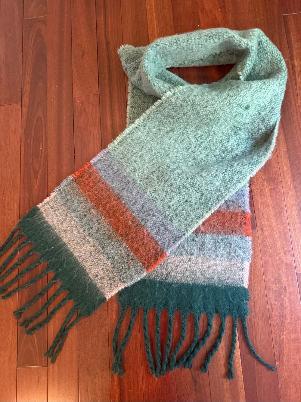 A New Day Dark Scarf Turquoise Aqua Size 14 X 82 In Plus Fringe Polyester
